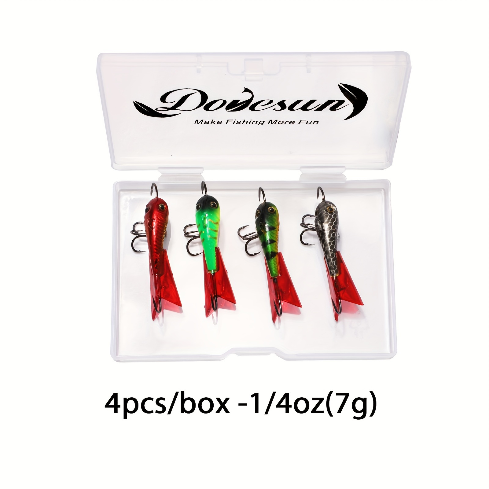 * 4pcs Ice Fishing Jigs Ice Fishing Lure Ice Fishing Lure Kit For Ice  Fishing Tackle Panfish Crappie Jigs, 2size, 1/4oz (7g), 2/5oz (12g)