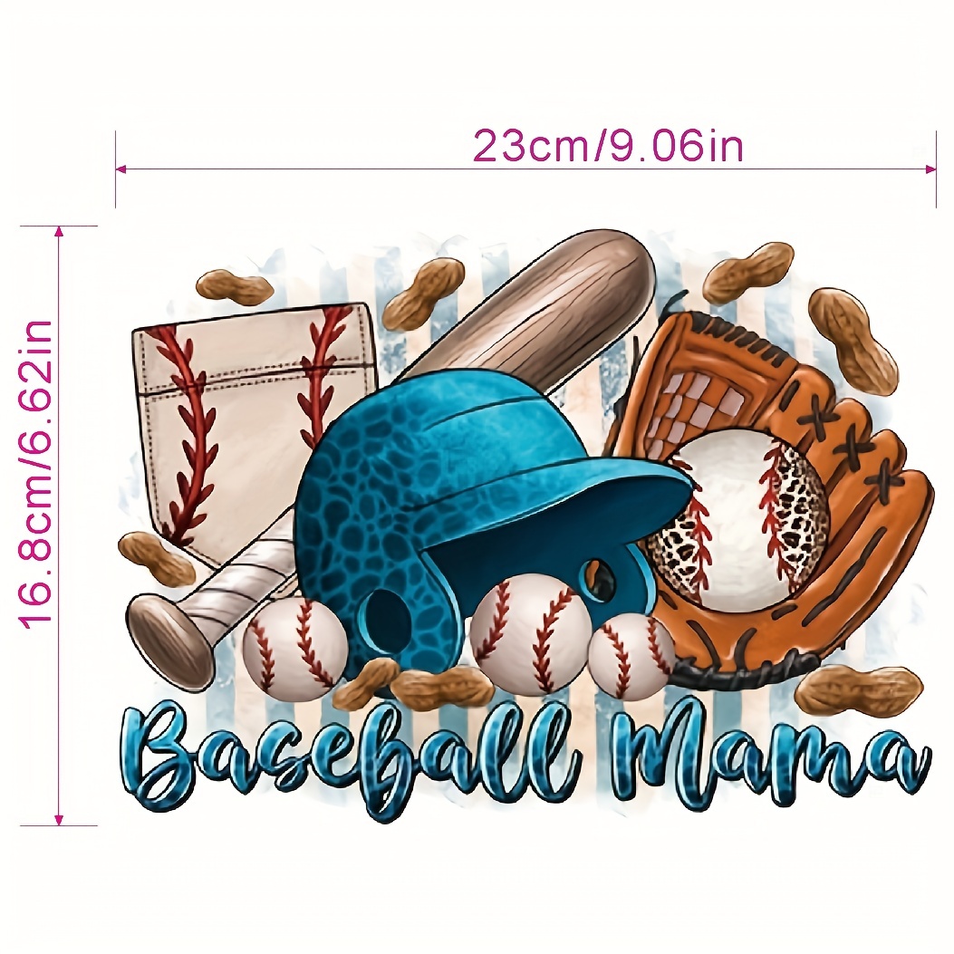 1pc Sport Baseball Mom Heat Transfer Patches Vinyl Designs Iron On  Transfers For T Shirts Heat Transfer Stickers For Clothes Iron On Decals  For Diy Clothing And Pillows