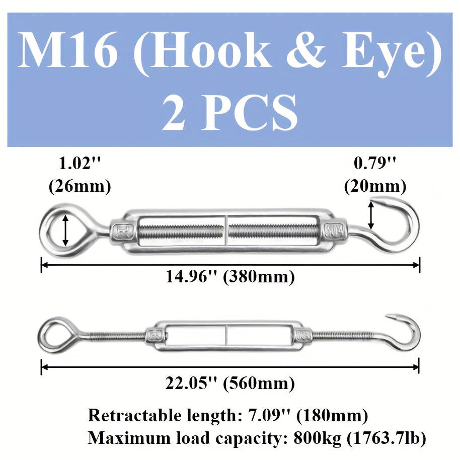 304 Stainless Steel Eye Hook O/c Turnbuckle M4 m12 Hook Eye - Temu