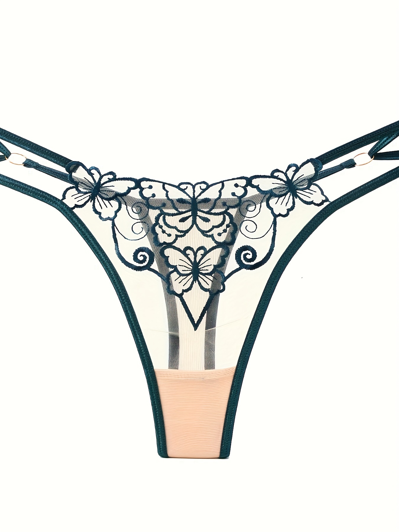 XFLWAM Sheer Mesh Panties for Women Floral Lace Embroidered Underwear  Briefs See Through Thongs G-string Underpants Black M 