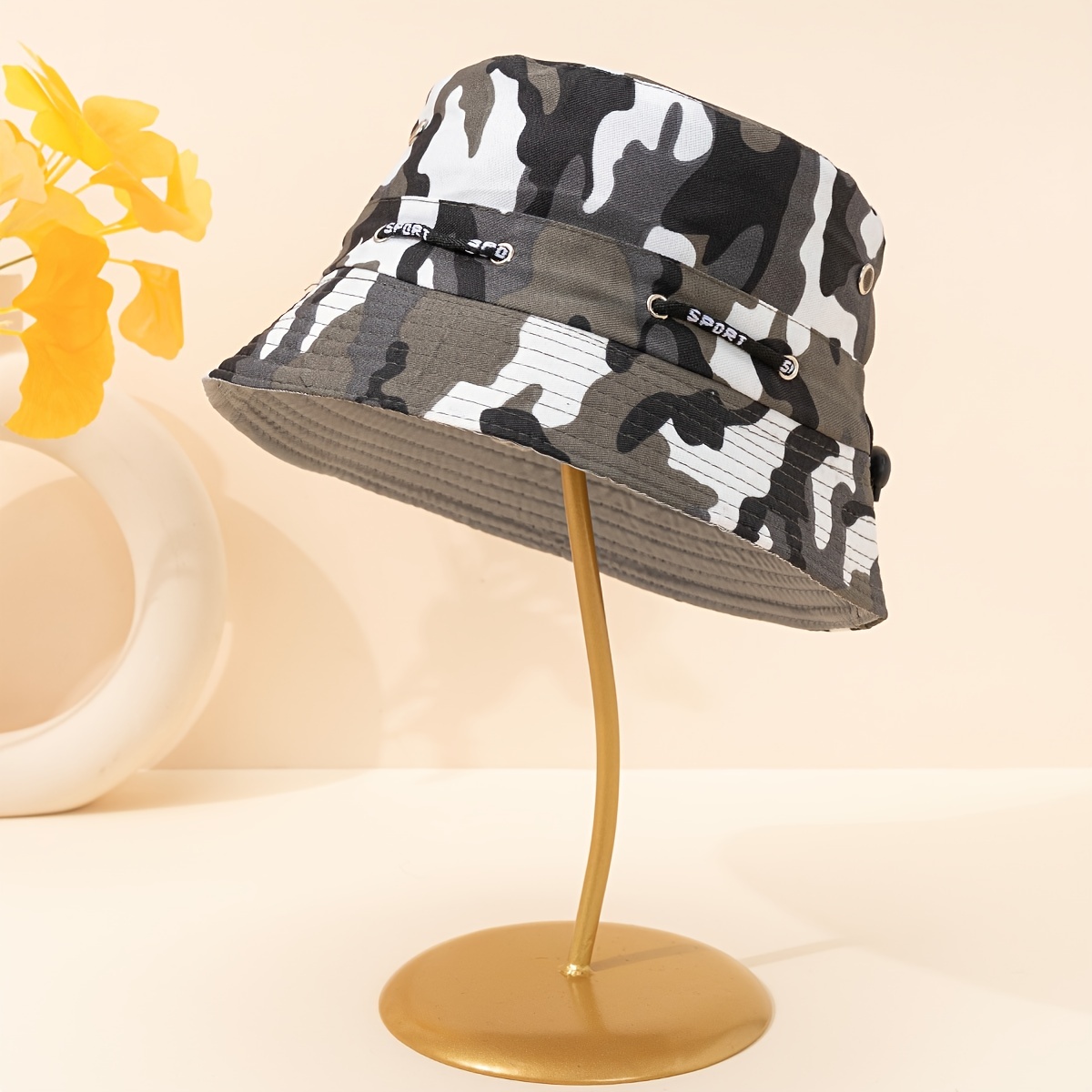 Reversible Adjustable Bucket Hat Unisex Gray Camouflage - Temu