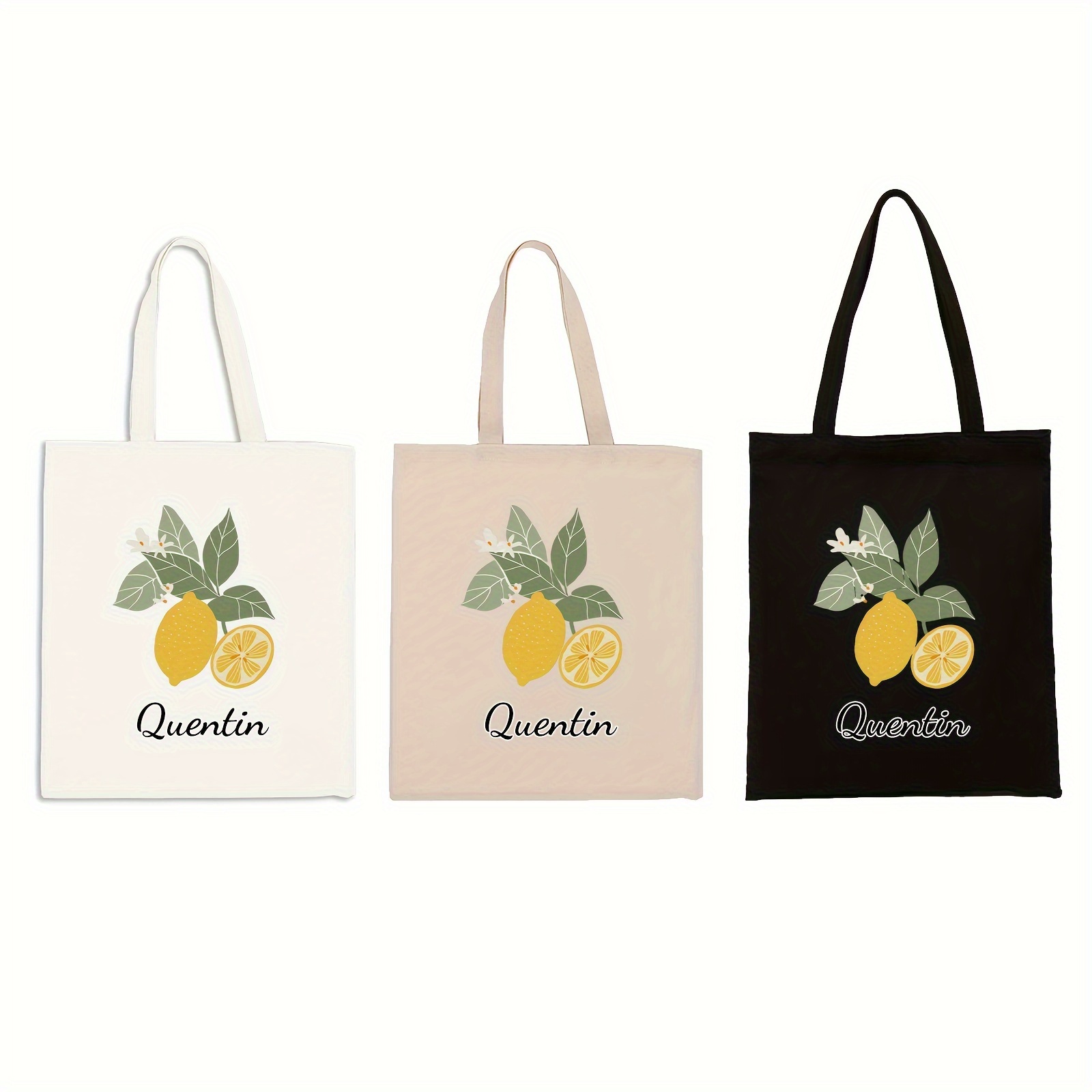 

1/3/9pcs Men's Customized Lemon Canvas Bag, Capable For Name And Other Information, Outdoor Shoulder Bag