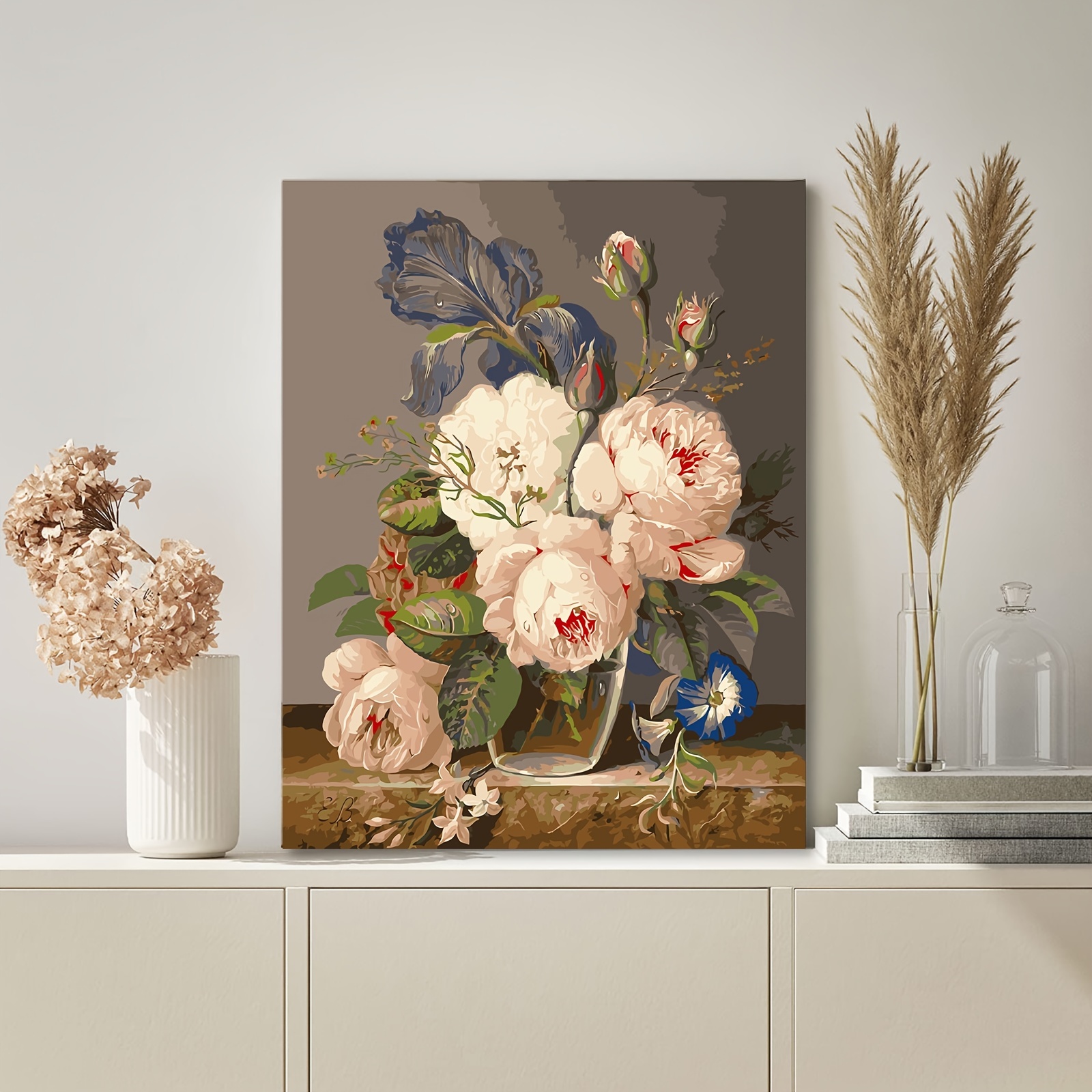 Paint by Number Flowers in a Vase DIY Painting On Canvas with Brushes  Acrylic Paints Graffiti Flower Arrangement Art Paint by Numbers for Adults  Kids