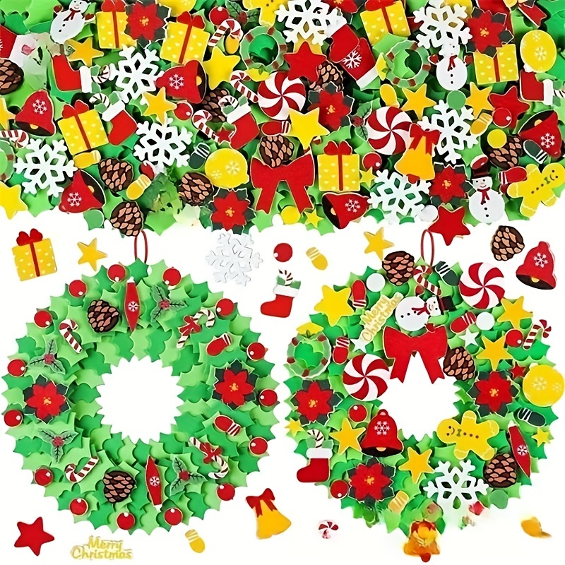 200pcs DIY Christmas Foam Stickers Self-adhesive Snowflake Shape Stickers  For Christmas Party Crafts