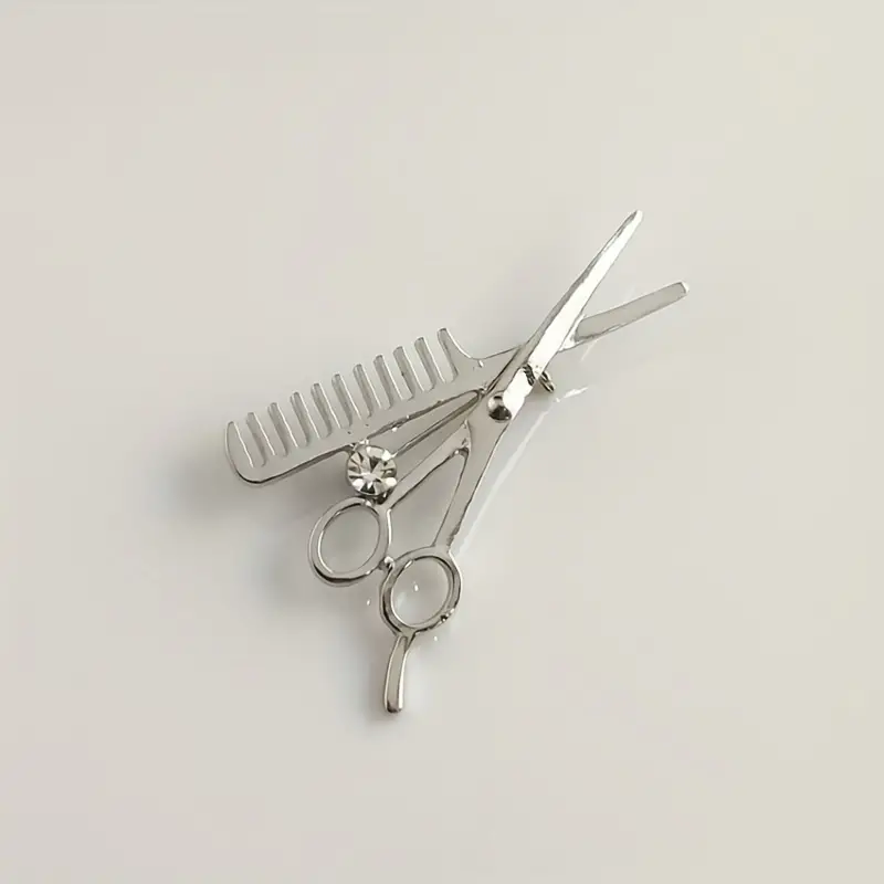1PC Hairdresser Brooch For Men, Inlaid Artificial Diamond Badge, Scissors  Comb Small Suit Pin