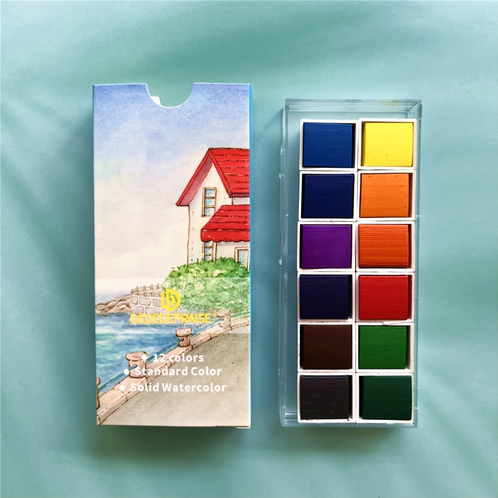 12/21/36/48 Colors Solid Watercolor Paint Set Portable With Water