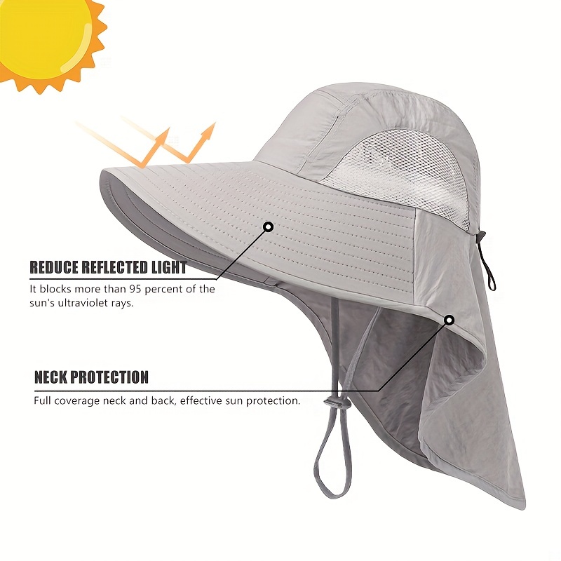 Big Shawl Summer Sun Hat Wide Brim UV Protection Unisex Bucket Hat With Neck Flap For Men & Women Outdoor Hiking Fishing Boonie Hats