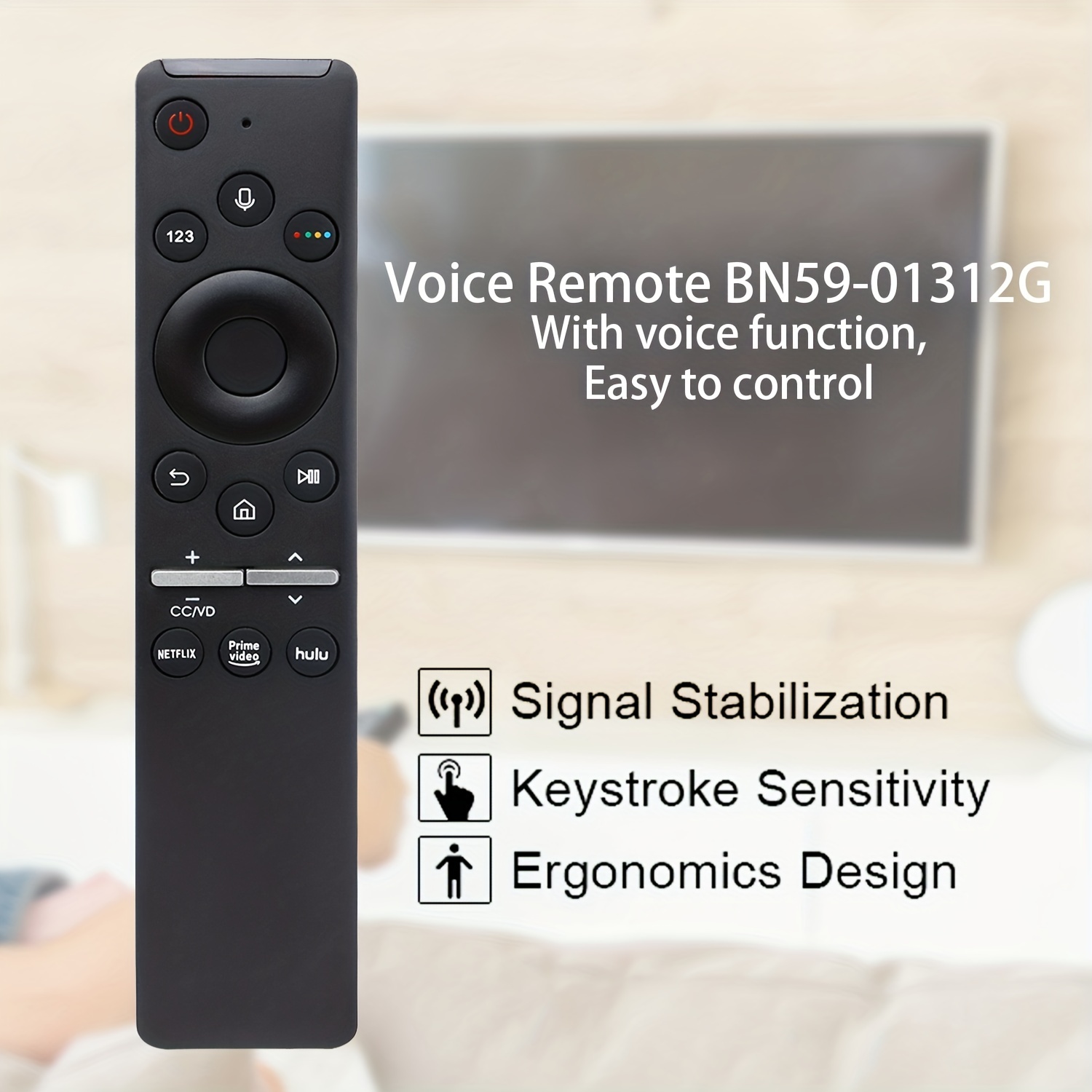  OEM Samsung BN59-01312G TV Remote Control with Bluetooth Netflix  Prime Video Hulu Voice Command Button : Electronics