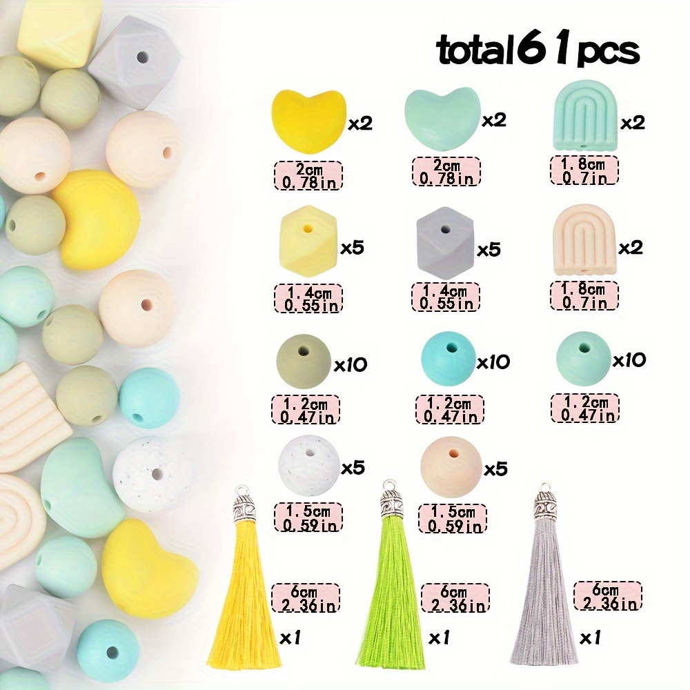 Multiple Styles And Shapes Silicone Bulk Rubber Beads Kit - Temu