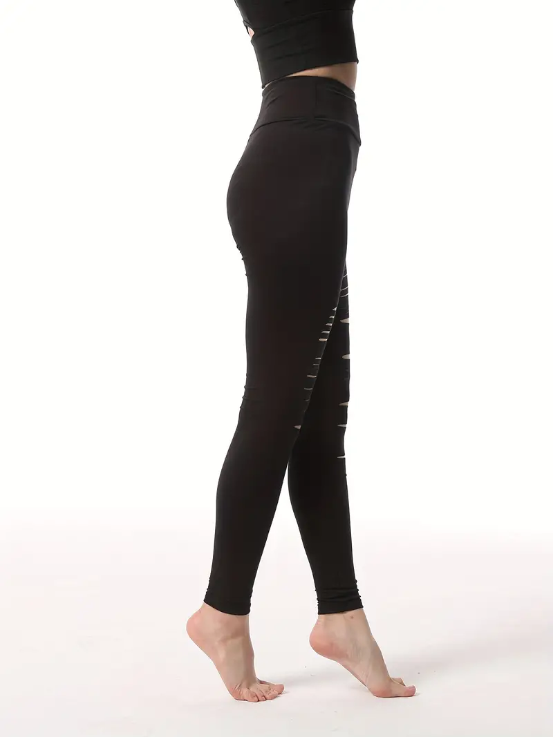 Super Soft High Waist Yoga Pants with Cutout Ripped Design for Women