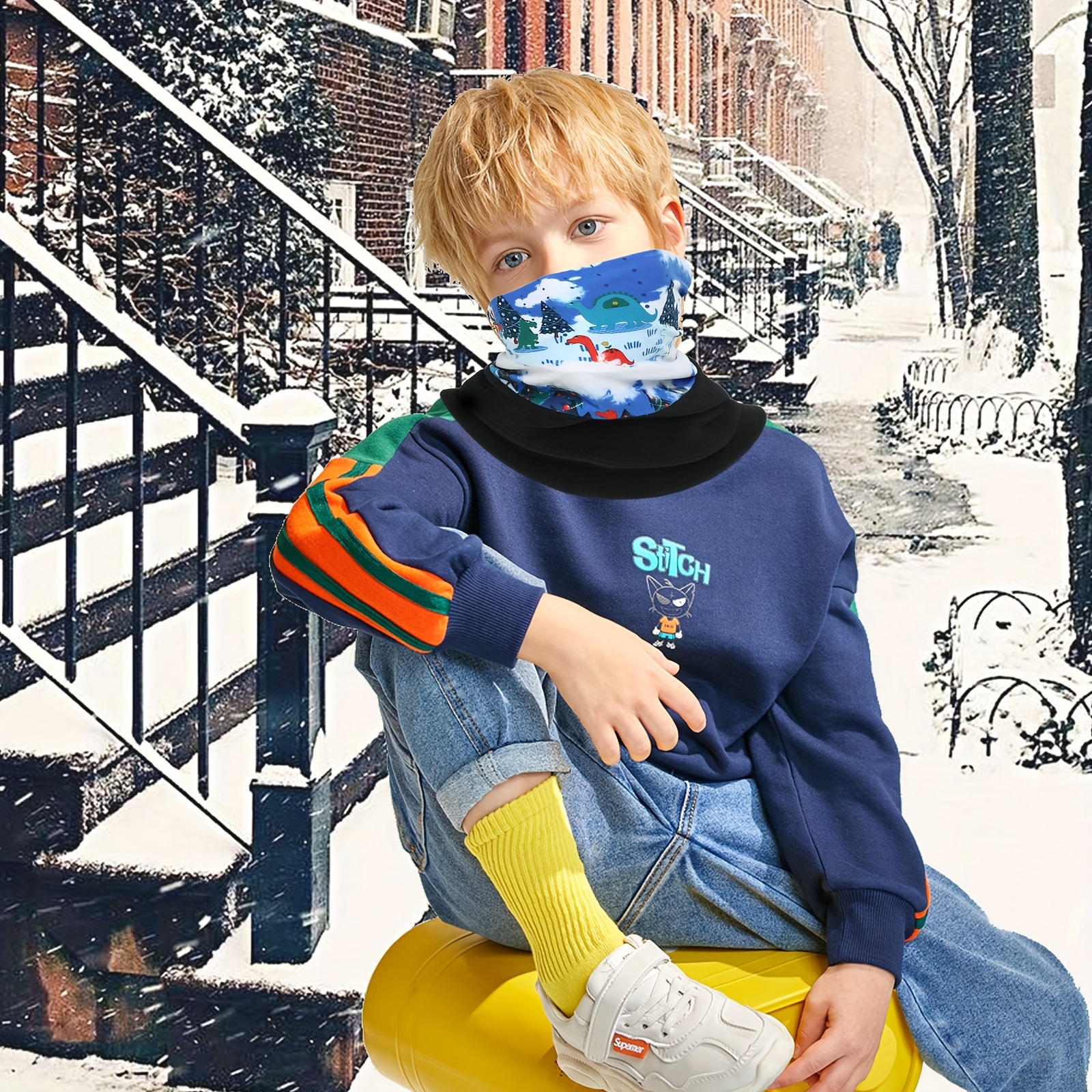 1pc Scaldacollo Per Bambini, Maschera Da Sci, Sciarpa Antivento, Balaclava  Invernale Traspirante