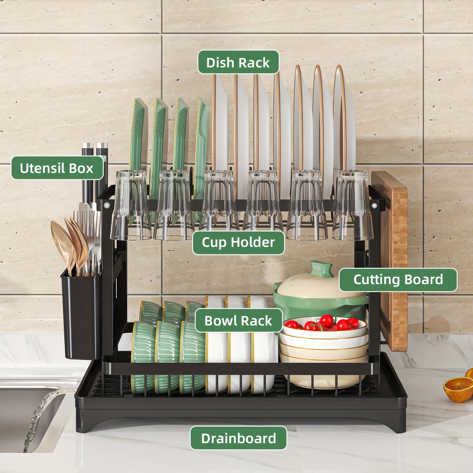 1pc Multifunctional Kitchen Cabinet Storage Rack For Dish, Bowl, Shovel,  Filter