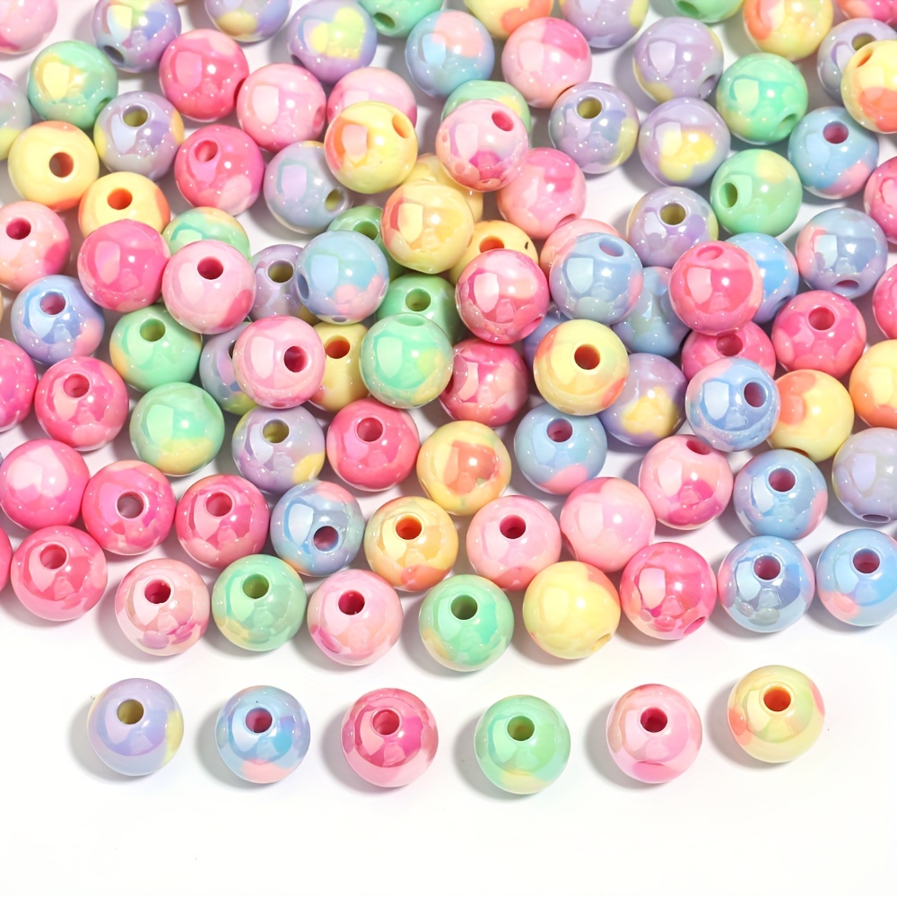 About Mixed Color Love Heart Pattern Acrylic Round Beads For - Temu