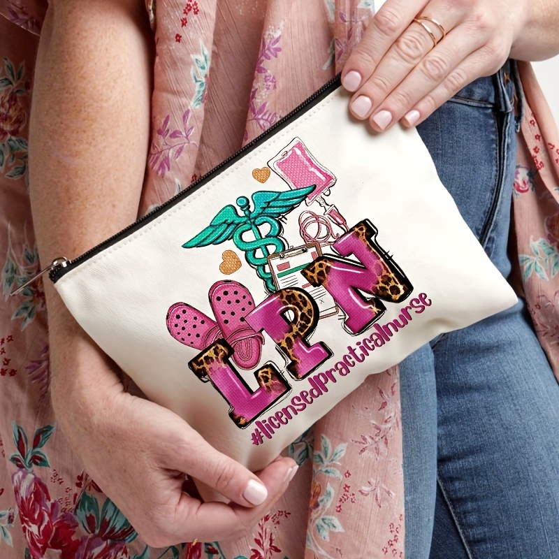 Kosmetiktasche Für Krankenschwestern – Rosa Leopardenmuster, 19,1x25,4 Cm, Aus Leinen, Perfektes Geschenk