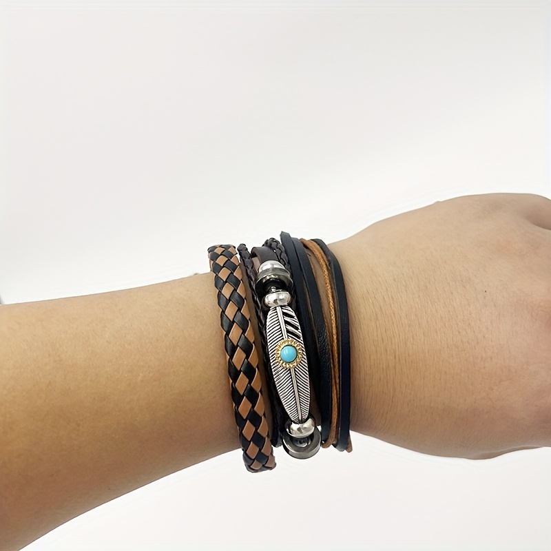 Men's Multilayer Braided Leather Bracelet