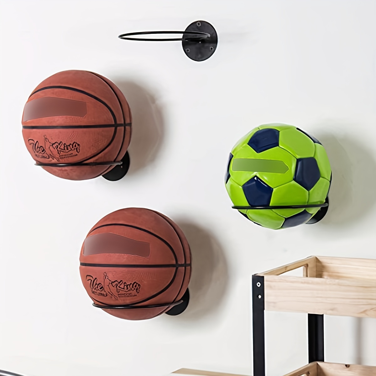 thumbnail image 2 of Vertical Basketball Storage Rack - 3-Tier Ball Holder Organizer Black 2 of 13