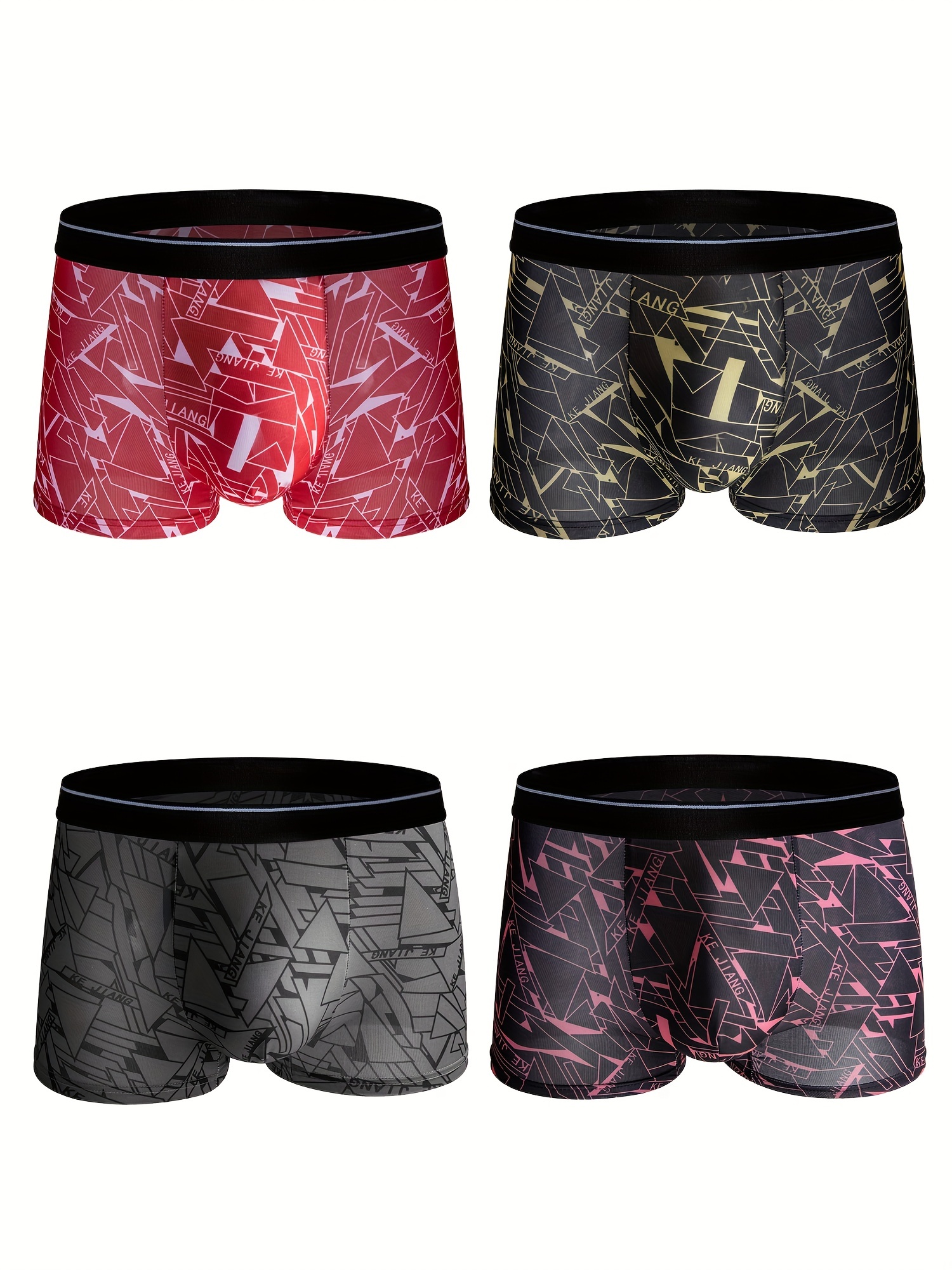 4pcs Men's Ice Silk Cool Comfy Elastic Summer Boxers Briefs Underwear, Slim  Fit Quick Drying Underpants, Multicolor Set