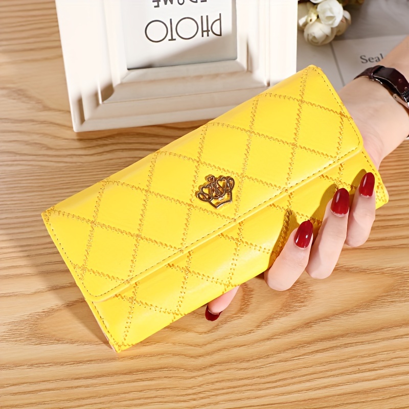 Argyle Embroidery Wallet, Women's Folding Long Money Clip, Clutch Bag  Classic Small Card Purse - Temu