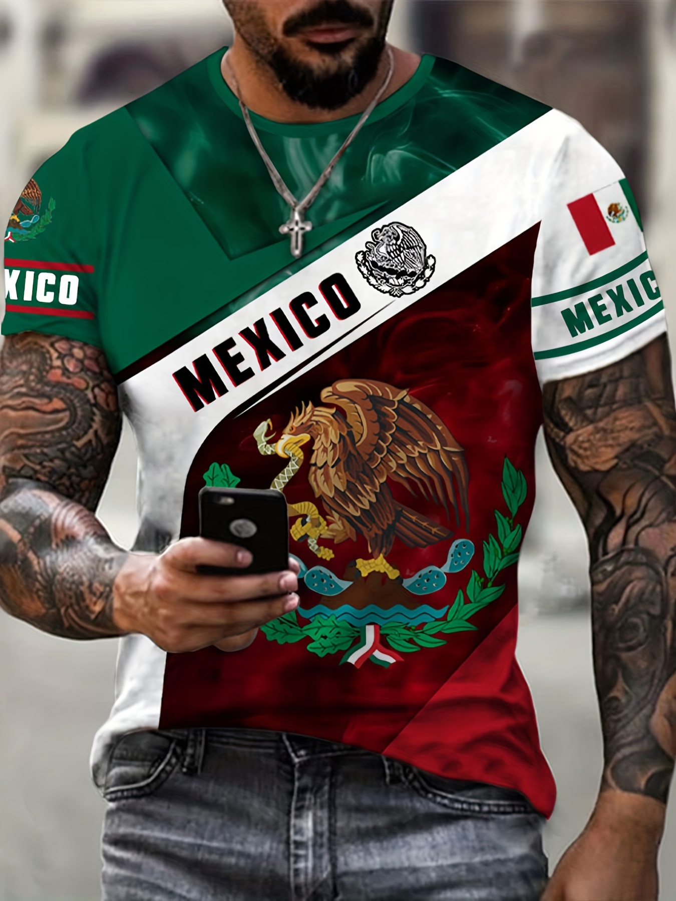 MEXICO Chicken 3D Print Men's Comfy T-shirt Graphic Tee