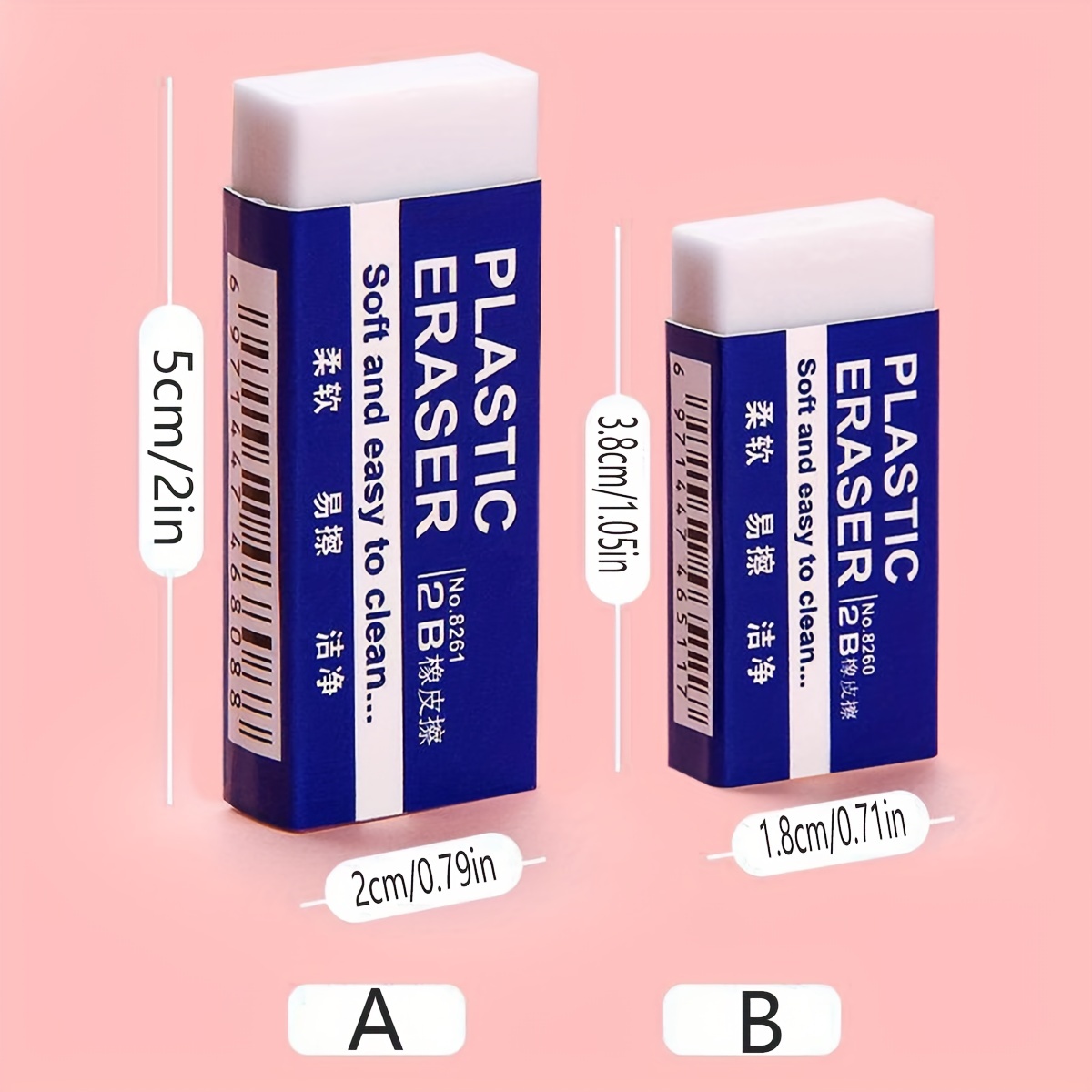6pcs White Erasers, Soft Rubber 2B Pencil Eraser For School Student, Exam  Eraser Art Eraser 2B Eraser, Student Prize