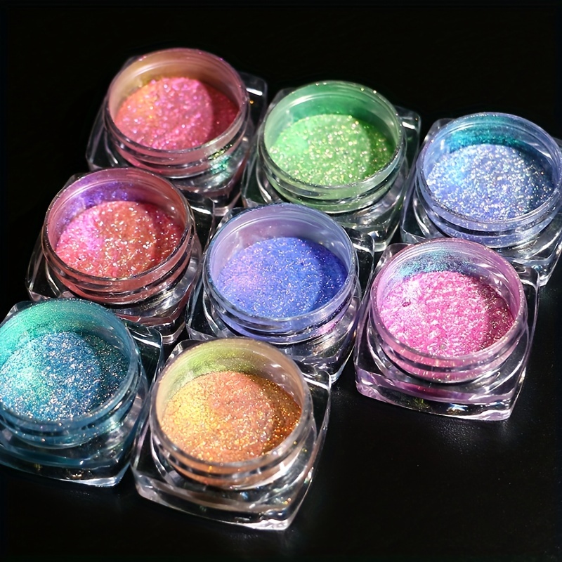 6 Boxes Holographic Nails Glitter Powder Nail Art Supplies