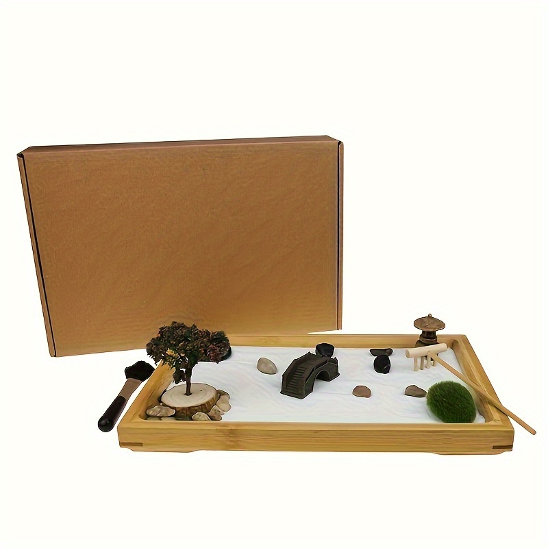 Zen Garden Kit - Zen Garden Accessories With Bamboo Tools, Mini Zen Garden  For Desk - Desktop Zen Decor - Sand Decorative Trays