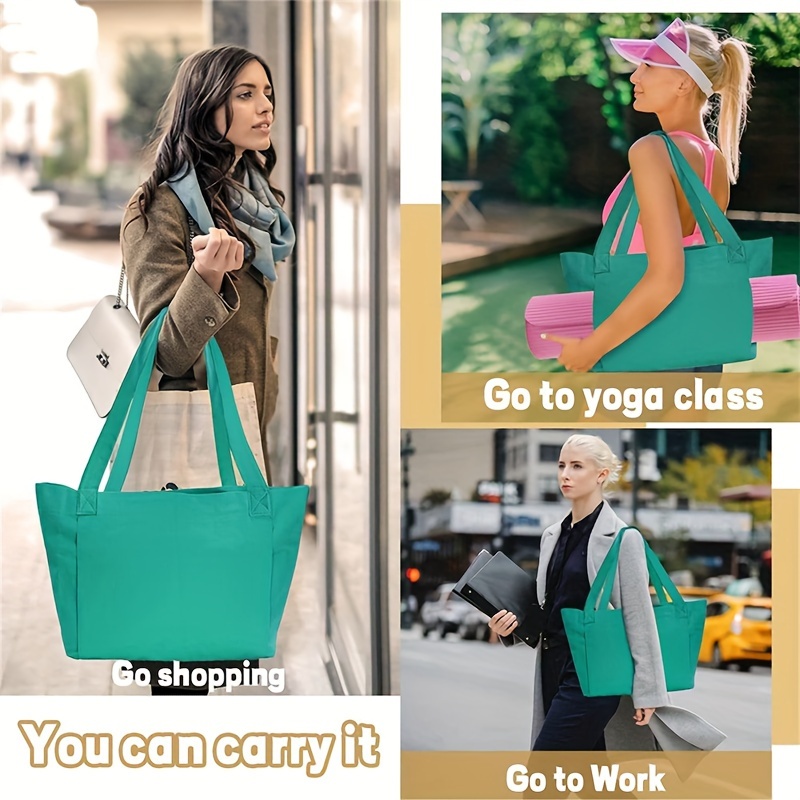 Yoga Bags For Women With Yoga Mats Bags Carrier Carryall Canvas Tote For  Pilates Gym Exercise Shoulder Bag For Travel Office Beach Workout