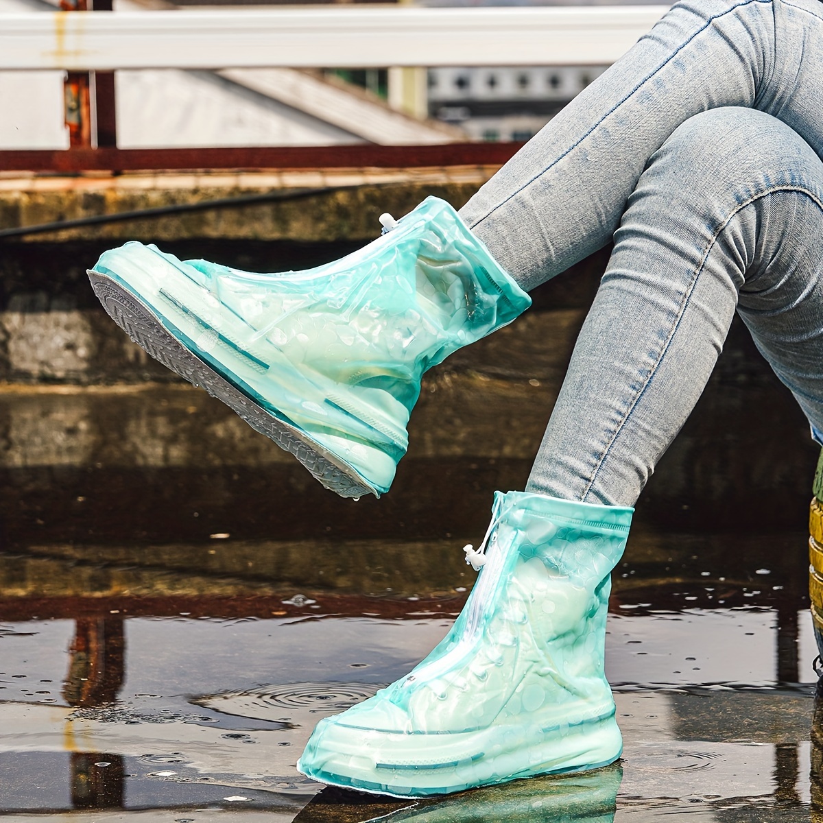 Couvre-chaussures de pluie unisexe bottes de pluie imperméables  réutilisables