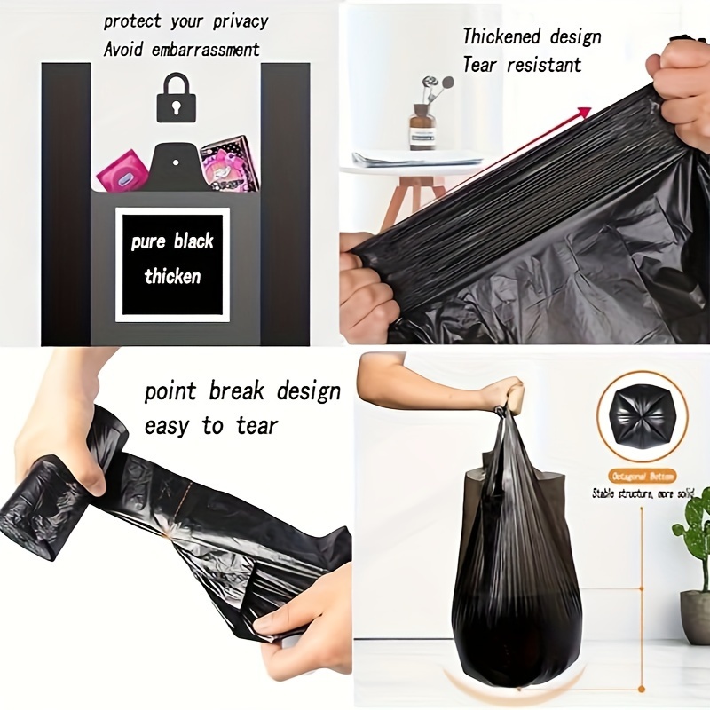 100 Counts 4 Gallon Trash Bags, Small Black Trash Bags, Thick