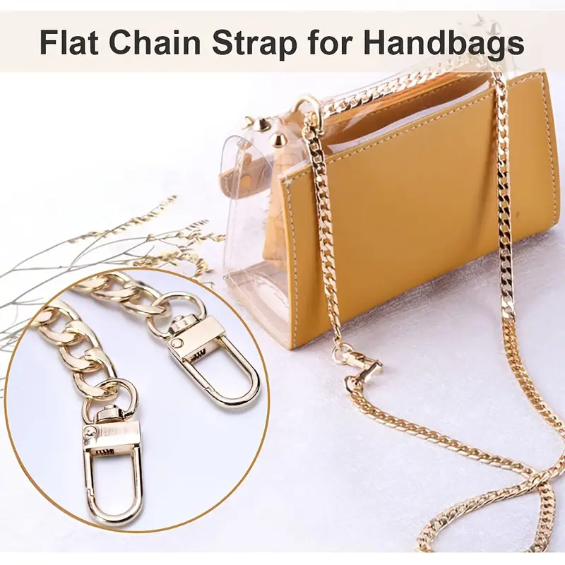 Purse Chain Strap Replacement Golden Flat Chain For Diy - Temu