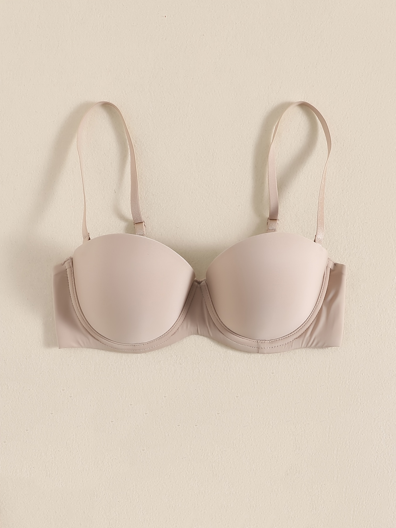 Glossy Molded Cup Push Bra Comfort Invisible Removable Strap