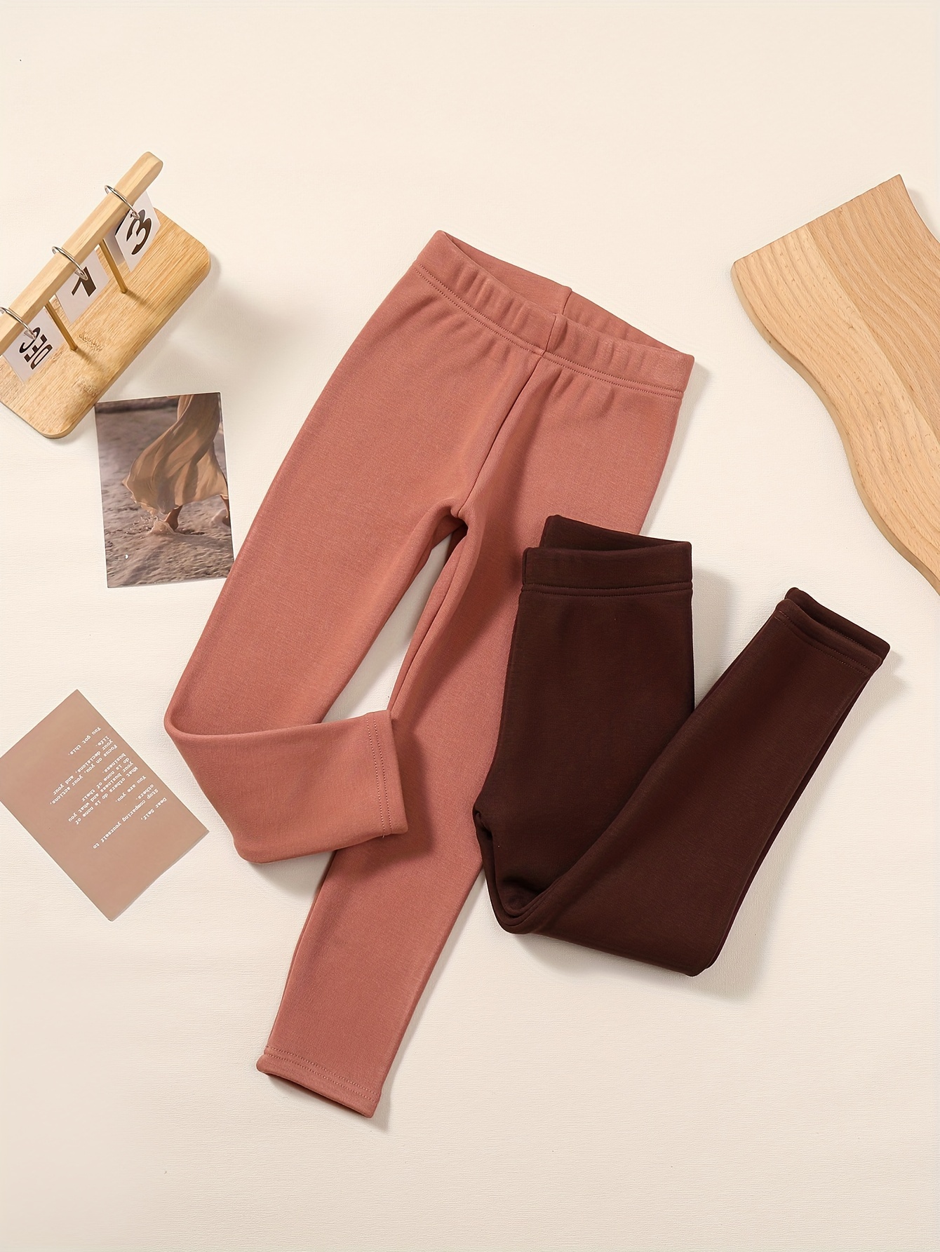 Girls' Velvet Light Brown Leggings | HAL-140