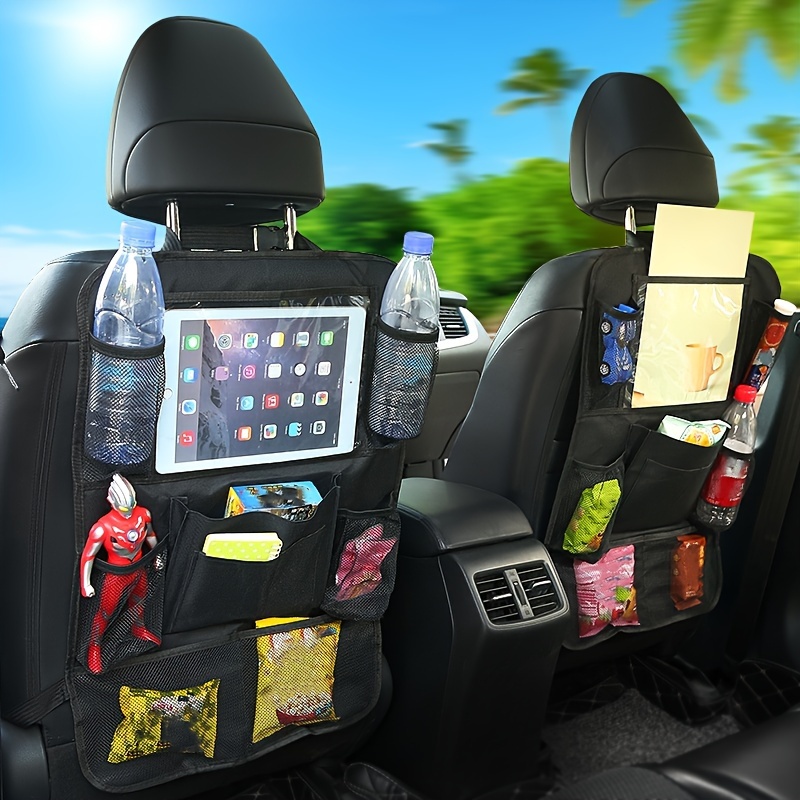 Organisateur de siège arrière de voiture pour enfants, protection de  couverture de siège arrière de voiture avec écran tactile, support de  tablette, tapis de coups de pied avec poche pour jouets, 2