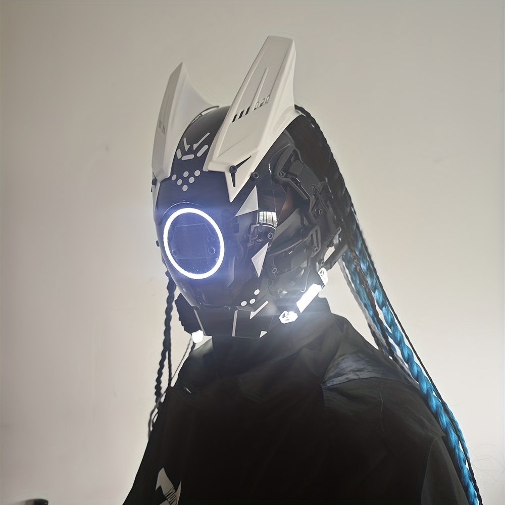 maschera cyberpunk rotonda luce treccia personalizzata maschera di