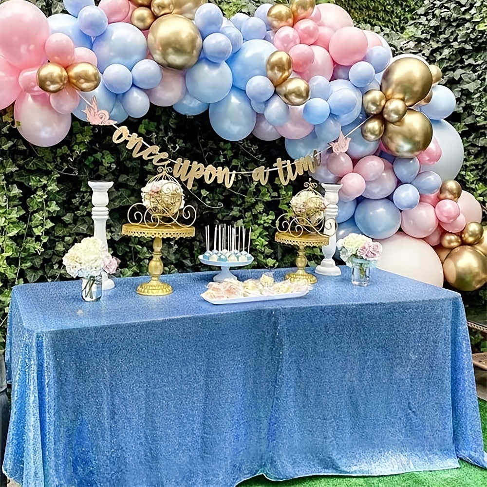 Blue Party Decoration Supplies Set 35 Pack, Include 30 Balloons, 2 Blue  Foil Fringe Curtains, 1 Blue Sequin Table Runner for Birthday Party, Baby