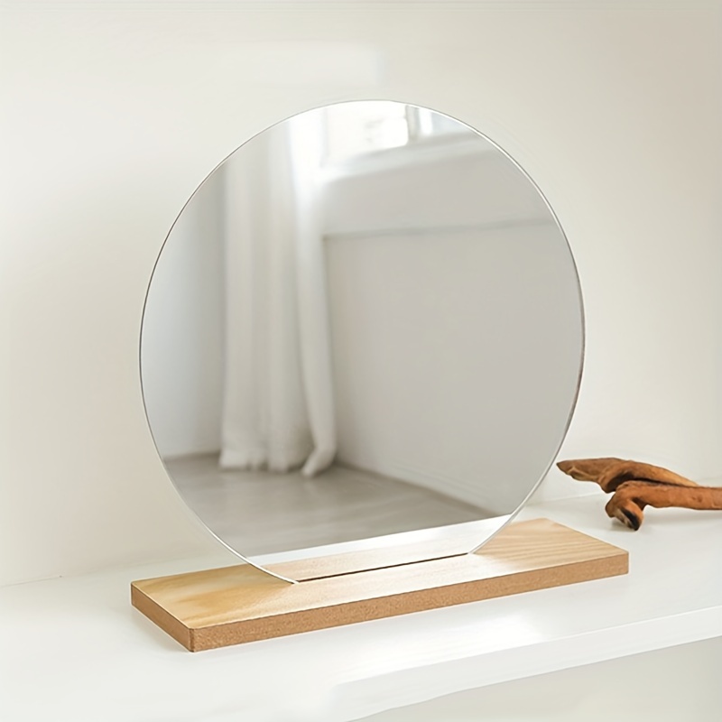 1pc Rundförmiger Dekorativer Spiegel Mit Holzständer Acryl - Temu Austria