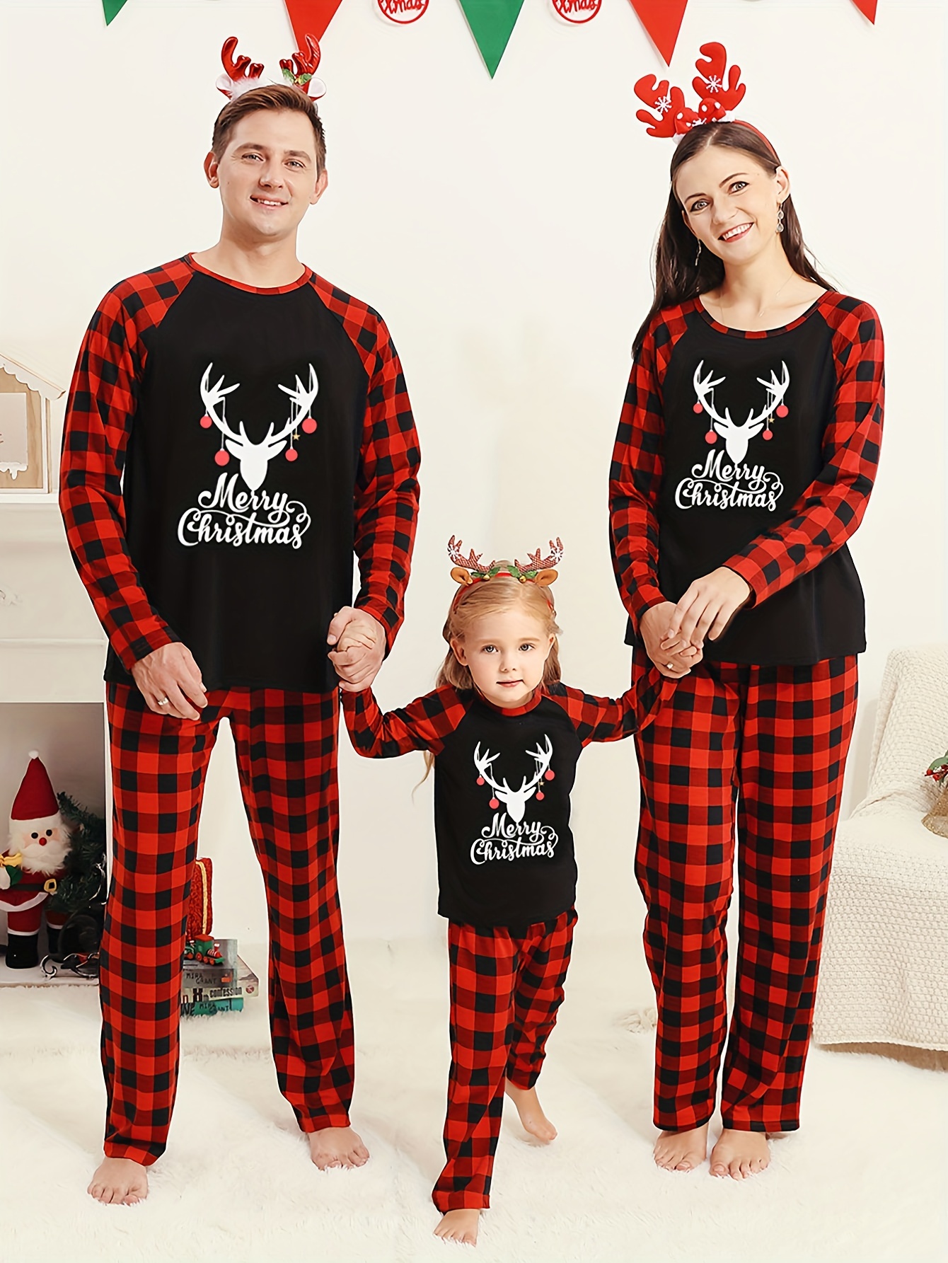 Men's Green Plaid Family Pajama Sets Christmas Pajama Sets - Temu