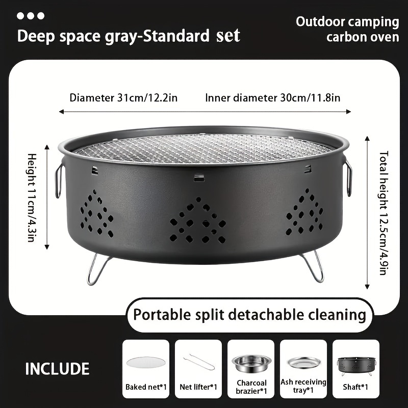 outdoor barbecue grill round portable folding grill charcoal grill for outdoor picnic camping cooking today s best daily deals temu