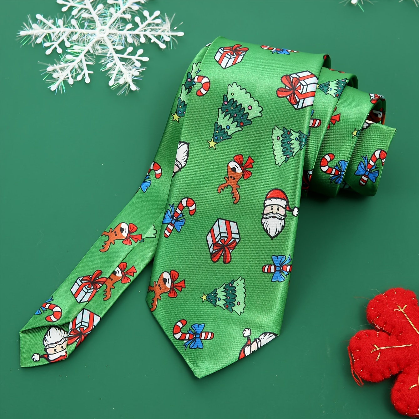 1pc Cravate À Motif De Père Noël Et D'Elan Pour Hommes