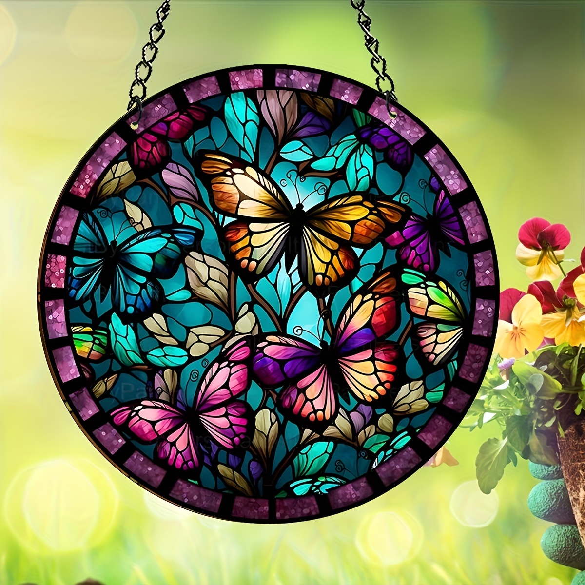 1pc Papillon Suncatcher En Verre Coloré Pour Fenêtre Suspendue Pour La  Maison, Le Bureau, La Cuisine Et La Décoration Du Salon - Temu France