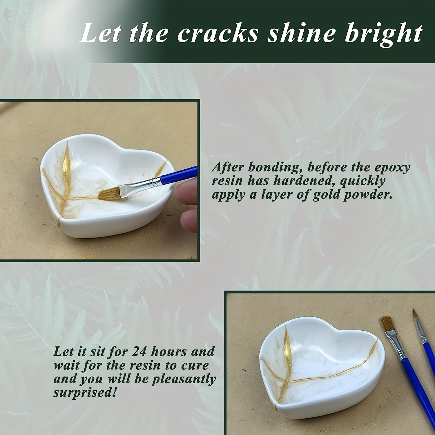 Kintsugi Repair Kit (Upgrade), Repair Your Meaningful Ceramics with Gold  Powder & 50ml Glue & 57g Epoxy Putty, Kintsugi Craft, Starter Repair  Ceramic