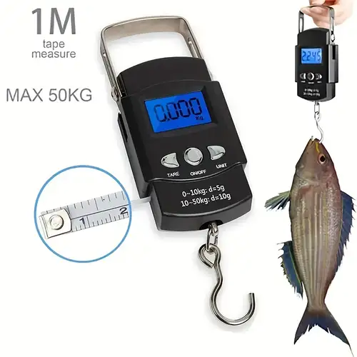 Waterproof Fishing Scale 50kg Portable Digital Recharged Hanging Hook Scales  For Courier Hunting Luggage Home Weighing 1.5M Tape