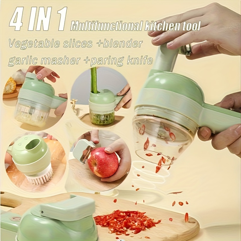 4 in 1 Portable Electric Vegetable Cutter Set, Mini Wireless Food  Processor,Garlic Chili Onion Celery