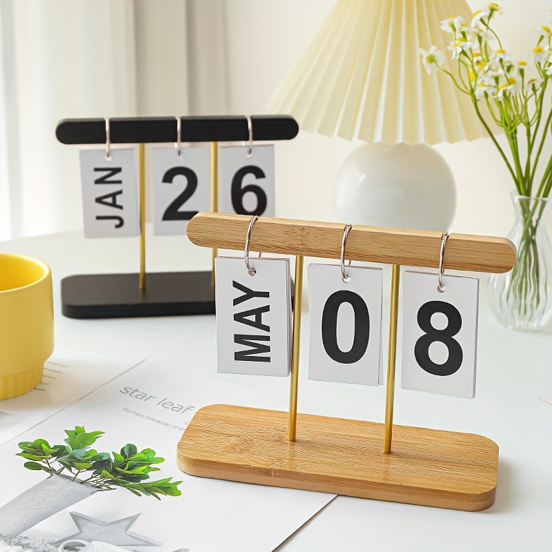 solacol Desk Accessories for Women Office Wooden Perpetual Desk Calendar  Flip Calender for Desk Office Decor Creative Month Date Display for Women  Home Office Desktop Accessories Photo Props 