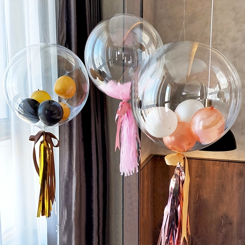  Globos de burbujas transparentes de 24 pulgadas, 10 globos  transparentes grandes para rellenar bodas, fiestas de cumpleaños, Navidad,  decoraciones de San Valentín : Juguetes y Juegos