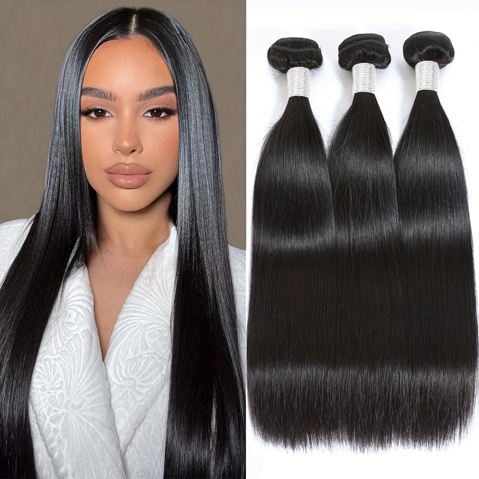 1 Bundle Straight Human Hair Bundle 100% Unprocessed Virgin - Temu