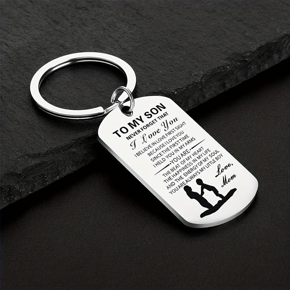 To My Son Keychain Mom To Son Cute Metal Key Chain Ring Necklace Pendant  Graduation Day Birthday Party Gift For Son Teen Boys - Temu