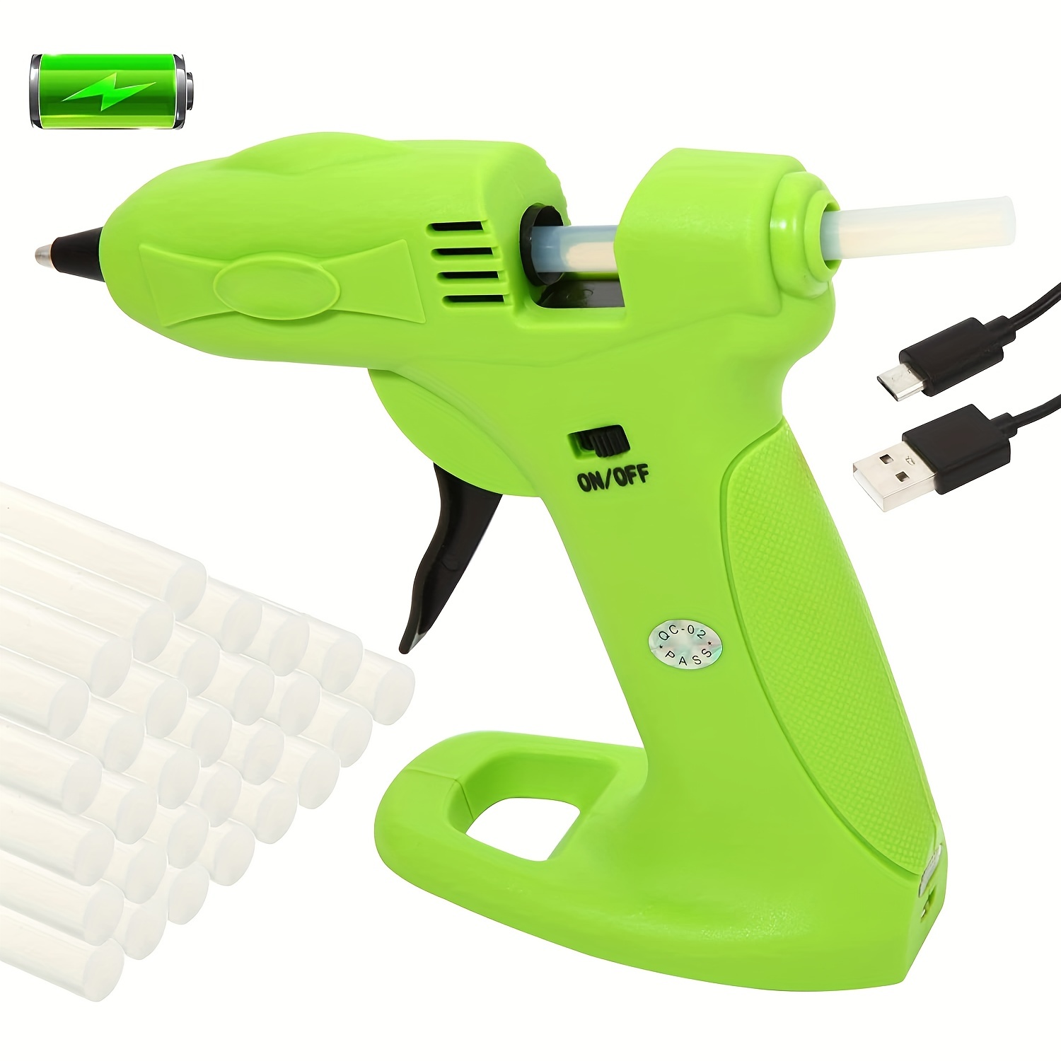 Cordless Hot Melt Glue Gun Rechargeable Quick Repairs High Temp Hot Glue Gun Kit with 30 Pcs Glue Sticks, Yellow