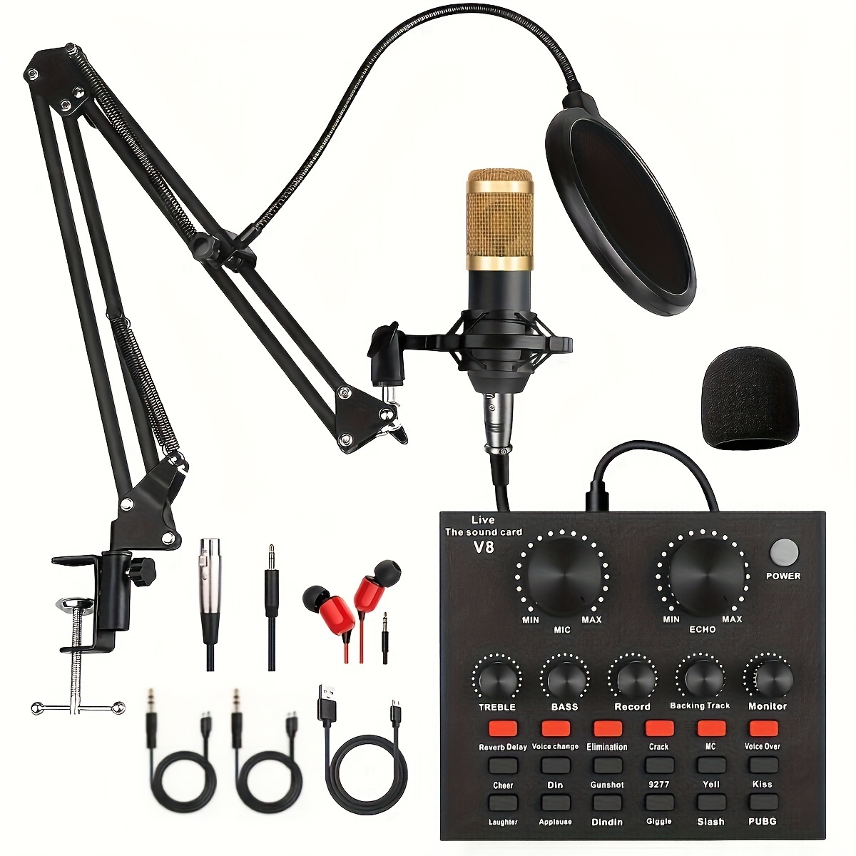 BM 800 Professional Audio Microphones V8 Pro Sound Card Set BM800