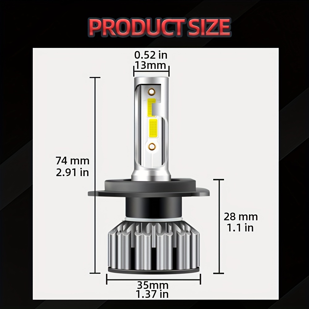 1 Bombilla H4 Led Motocicleta Luz Led 9003 Hb2 3000lm 6000k - Temu